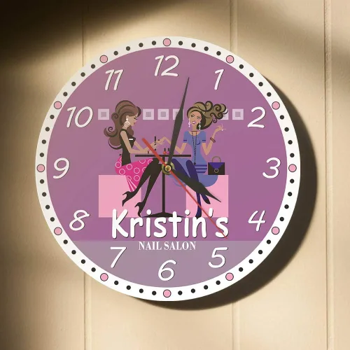 Miniatura 5 de The Geeky Days Nail Tech - Reloj de pared moderno de 12 pulgadas impreso silencioso de cuarzo para salón de belleza, spa, decoración artística