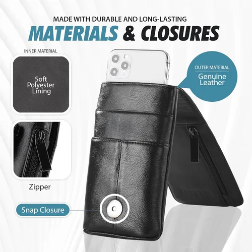 Miniatura 6 de Funda de cuero genuino para teléfono celular para iPhone 17 Pro Max 16 Pro Max 15 Pro Max 14 Pro Max 13 Pro Max Samsung Galaxy S24 Ultra S25 Ultra