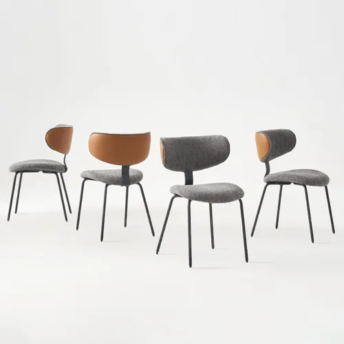 Miniatura 7 de GrandNoor Modern Boucle - Juego de 2 sillas de comedor de piel sintética, respaldo curvado, sillas de comedor tapizadas con patas de metal