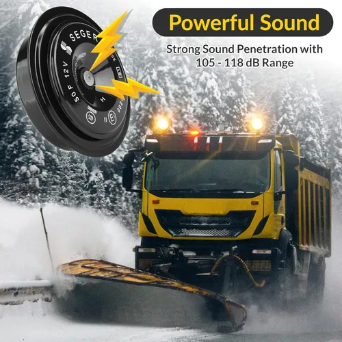Miniatura 2 de SEGER Bocina de disco - Serie 50F, 12V, tono alto, impermeable, ajuste universal, bocina de camión ruidosa con soporte de montaje
