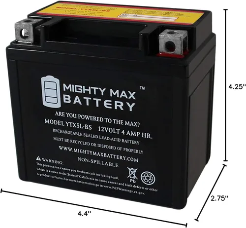 Miniatura 9 de Mighty Max Battery YTX5L-BS - Batería de repuesto para KYMCO Agility 50 50CC 09