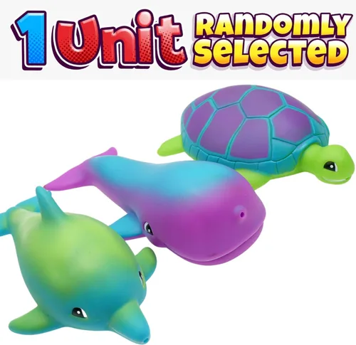Miniatura 2 de JA-RU Animales acuáticos blandos para chorros oceánicos (1 juguete acuático surtido) Divertidos juguetes de espuma flotante de animales marinos