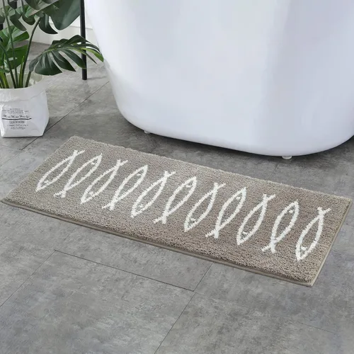 Miniatura 8 de Alfombra de baño gris, ultra suave y absorbente de agua, lavable a máquina, de secado rápido, para bañera y ducha, 18 x 28 pulgadas, diseño