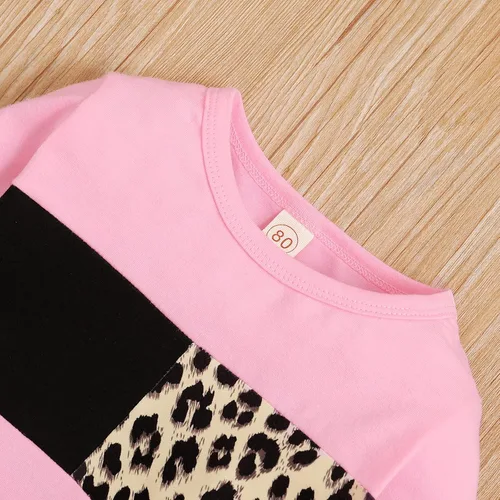 Miniatura 4 de Conjunto de 2 piezas de sudadera para bebé con estampado de leopardo para otoño e invierno