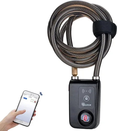 Miniatura 8 de Nulock - Cerradura de bicicleta Bluetooth sin llave IP44 a prueba de salpicaduras con alarma de 110 db, 0.38 pulgadas de diámetro, 24 pulgadas
