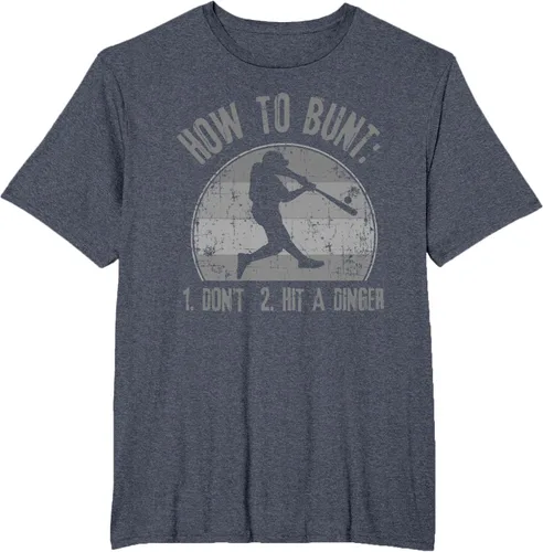 Miniatura 77 de Cómo Bunt Don't Hit A Dinger - Camiseta divertida de béisbol y sóftbol, Negro, S