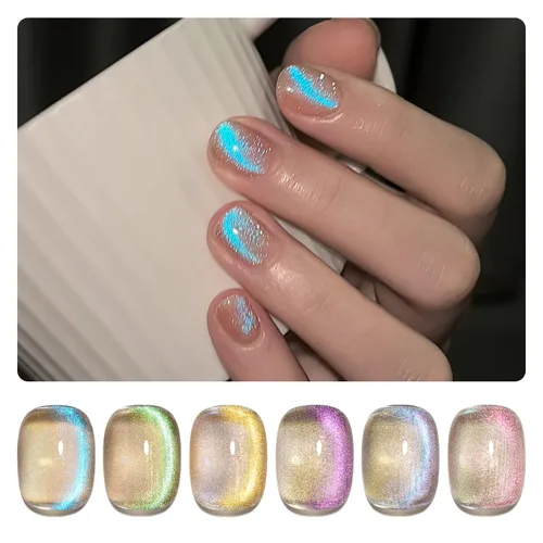 Miniatura 8 de GAOY Juego de esmaltes de uñas de gel con purpurina de ojo de gato con imán y galaxia colorida para ojos de gato holográficos, manicura de gel