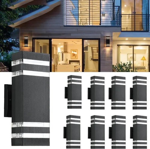 Miniatura 12 de Paquete de 2 luces LED cuadradas de 12 pulgadas para pared arriba y abajo, 14 W, 4000 K, blanco día, luz de pared blanca para exteriores, cuerpo
