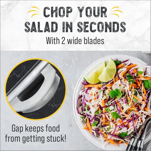 Miniatura 2 de Herramienta de corte de ensalada Checkered Chef, cuchillo Mezzaluna de acero inoxidable para vegetales
