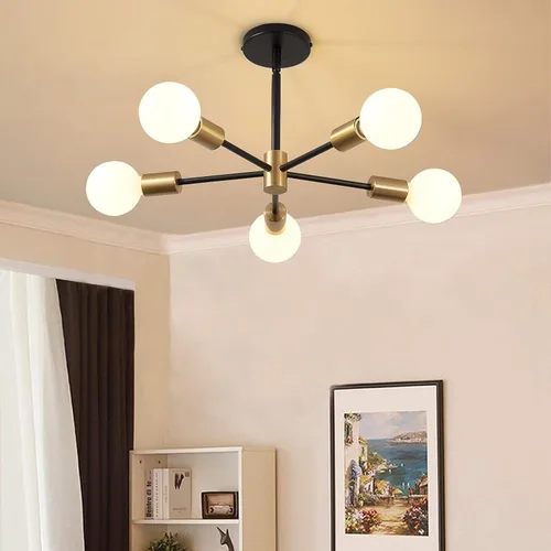 Miniatura 8 de Candelabro Sputnik MOUFIER, lámpara de techo en negro y dorado, altura ajustable, E27, iluminación moderna de techo, lámpara para sala de estar, 5