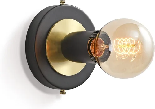 BRIGHTTIA Luna Uno - Aplique de pared de 1 luz, accesorio industrial moderno de mediados de siglo para pared y techo, lámpara minimalista para baño