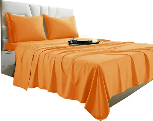 Miniatura 9 de Vacco Juego de sábanas tamaño Queen, sábanas y fundas de almohada de 4 piezas para hotel de lujo de la serie 1800, sábanas ultrasuaves