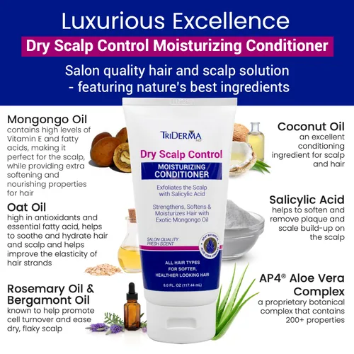 Miniatura 4 de TriDerma Dry Scalp Control - Acondicionador hidratante profundo para el cabello, tratamiento de calidad de salón de belleza, ácido salicílico