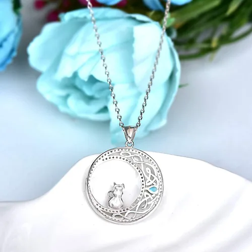 Miniatura 5 de Sianilvera Collar de plata de ley 925 para mujer niña luna celta gato joyería de cumpleaños para esposa novia hija día de la madre para mamá