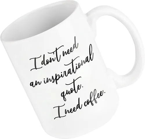 Taza de café "I Need Coffee"; taza de cerámica blanca fresca de 15 onzas con un divertido eslogan; gran regalo único de cumpleaños o novedad