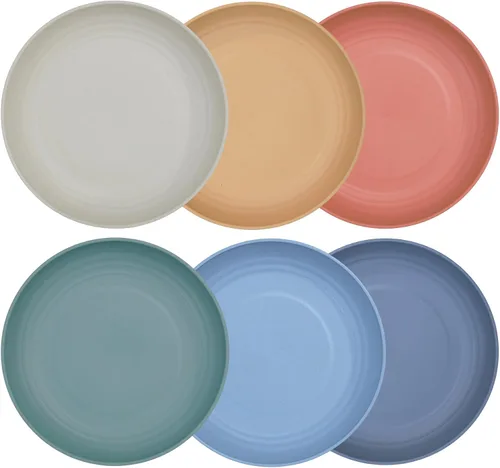 Miniatura 13 de Platos pequeños de paja de trigo irrompibles de 7 pulgadas, juego de 4 platos reutilizables, aptos para lavavajillas y microondas, perfectos