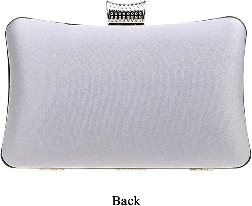 Miniatura 3 de DA BODAN Bolso de mano Jane de satén con diamantes de imitación para mujer para noche novia graduación fiesta bolso cruzado con cadena
