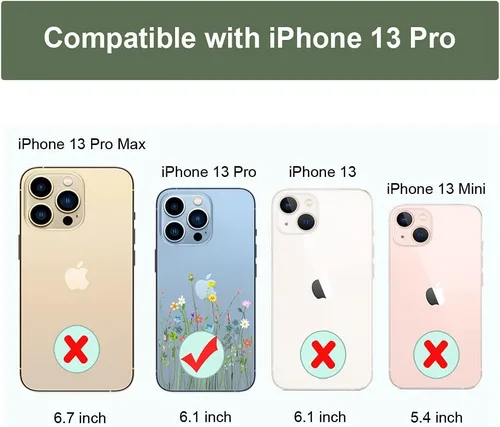 Miniatura 3 de Unov - Funda compatible con iPhone 13 Pro, funda transparente con diseño, patrón floral en relieve, suave protector delgado de TPU contra golpes