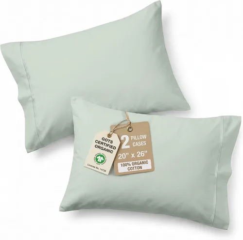 Miniatura 45 de Lane Linen - Juego de 2 fundas de almohada, 100% algodón orgánico puro, tamaño king, color amarillo claro/vainilla (20 x 36 pulgadas)
