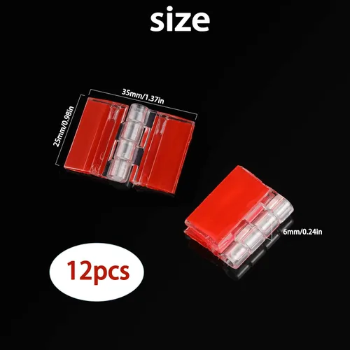 Miniatura 2 de 12 piezas de bisagras acrílicas pequeñas - Bisagras transparentes autoadhesivas de plástico continuo para herramientas de cajones de gabinetes