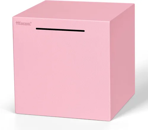 Miniatura 14 de hicocool Alcancía para adultos debe romperse para abrir, alcancía de acero inoxidable para adultos para dinero real, banco de dinero de metal Negro