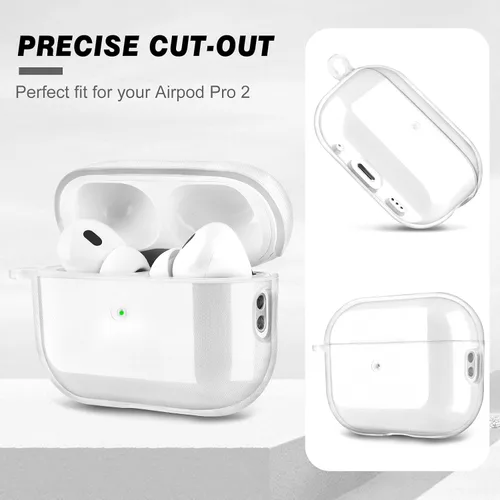 Miniatura 4 de AIRSPO Funda para AirPods Pro de 2ª generación, transparente y suave TPU transparente a prueba de golpes con bolígrafo de limpieza, soporta carga