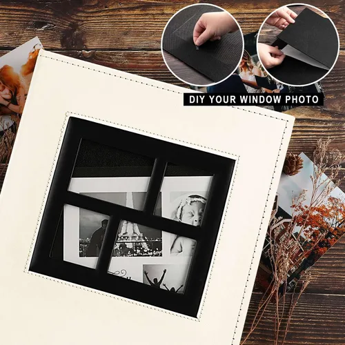 Miniatura 4 de Ywlake - Álbum de fotos de 4 x 6 pulgadas con 1000 bolsillos, capacidad extragrande, para fotos familiares o de boda, capacidad para 1000 fotos Beige