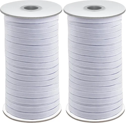 Miniatura 8 de Coopay Bandas elásticas planas de 1/2 pulgada de largo y 100 yardas de largo, cuerda elástica plana para coser proyectos de bricolaje, artes y Blanco