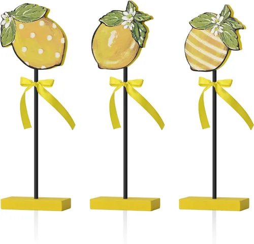 Miniatura 11 de Smile - 3 piezas de decoración de madera para interiores, estilo de abeja de girasol, centros de mesa de verano para el hogar, cocina, exhibición