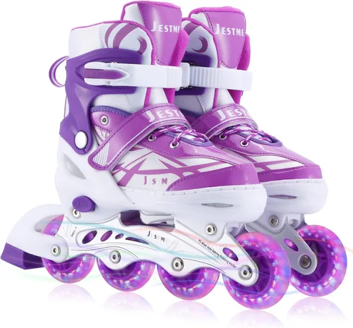 Patines en línea ajustables para niñas, niños principiantes, patines en línea para niños con ruedas totalmente iluminadas