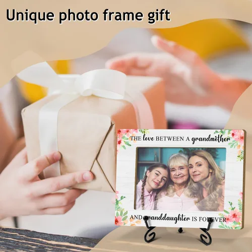 Miniatura 5 de Marco de fotos de madera para regalar a la abuela, el amor entre una abuela y una nieta es para siempre, marco de fotos horizontal de 4 x 6