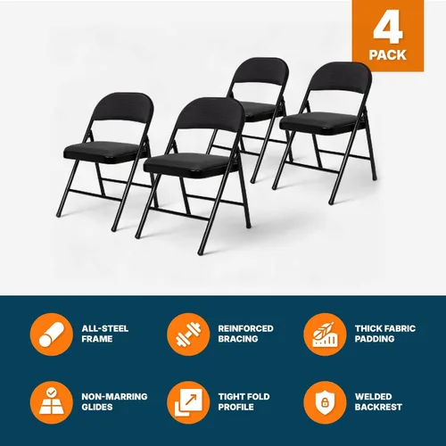 Miniatura 7 de OEF Furnishings OEF970 Series - Sillas plegables acolchadas de tela de alta calidad, asiento y respaldo acolchados cómodos para salas