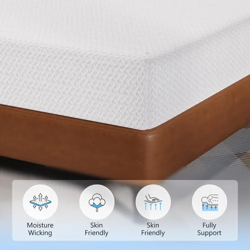Miniatura 6 de FDW Colchón de espuma viscoelástica de gel refrescante de 5 pulgadas, colchón de firmeza media para aliviar la presión para niños y adultos