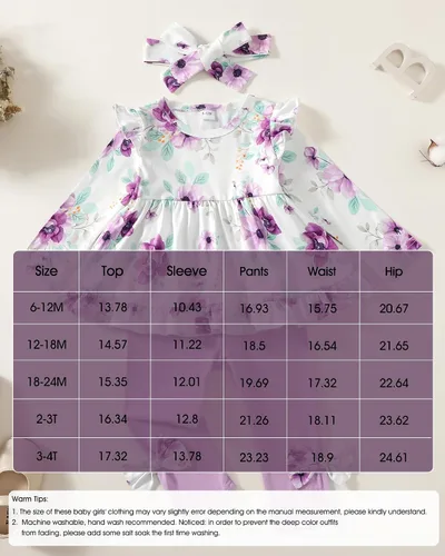 Miniatura 6 de Kucnuzki Baby Girl Clothes Toddler Girl Cute Outfit Long Sleeve Shirt Ruffle Top Pant Set Fall Winter Clothing For Girl
