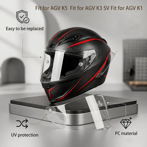 Miniatura 3 de Repuesto de protector facial para casco de motocicleta, visera de casco de motocicleta compatible con AGV K1 K1S K3 SV K5 K5S con protección UV