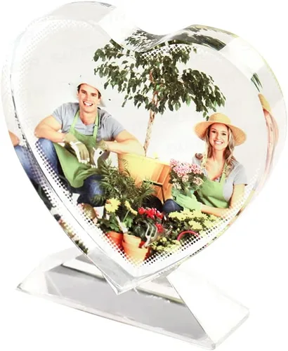 Miniatura 9 de Marco de fotos de cristal personalizado con forma de corazón, marco de placa de impresión de imagen, marco de soporte de placa de escritorio