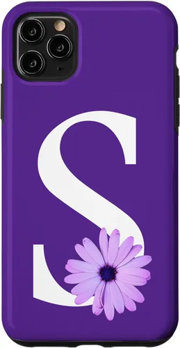 Miniatura 11 de Funda para iPhone 15 Purple Daisy Flower Monogram Letter S para mujer