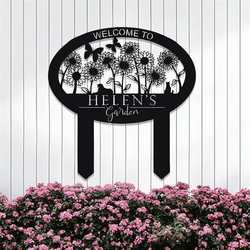 Letreros personalizados de girasol y mariposa para jardín, decoración de otoño al aire libre, etiquetas de plantas, decoración de jardín al aire