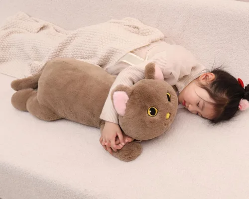 Miniatura 5 de YESGIRL Animales de peluche con peso de gato de 26.4 pulgadas, 5 libras, animal de peluche grande con peso, linda almohada de juguete de peluche