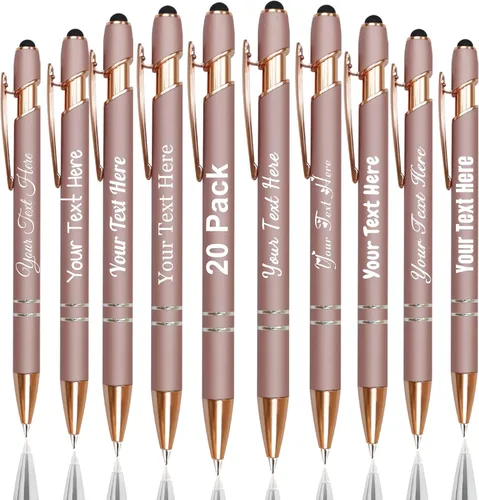 Miniatura 67 de Hasta 300 bolígrafos personalizados a granel con nombre personalizado con grabado gratis, puntas de lápiz capacitivo grabado, bolígrafo