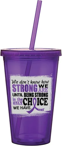 Miniatura 7 de Fight Like a Girl Vaso de acrílico con pajita How Strong We Are para cáncer cerebral/tumor, diabetes, conciencia de la enfermedad de Parkinson