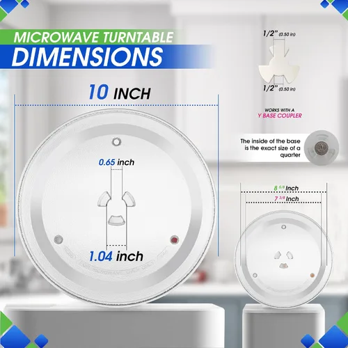 Miniatura 3 de Plato de Repuesto para Microondas de 10 Pulgadas Compatible con WB49X10065 Plato Giratorio de Microondas GE - Plato de Vidrio de Repuesto Exacto