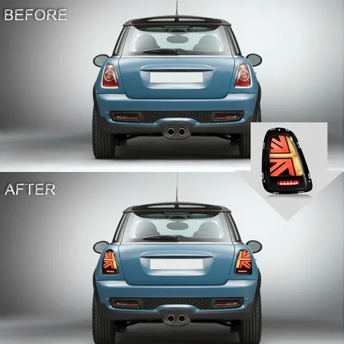Miniatura 4 de VLAND Union Jack - Conjunto de luces traseras compatible con BMW Mini Cooper R56 R57 R58 R59 2007-2013, lámpara trasera con DRL de arranque