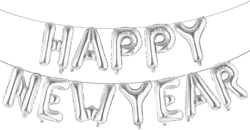 Miniatura 13 de Cartel de Feliz Año Nuevo de 16 pulgadas - Globo de aluminio 2021 para decoración de fiestas, suministros de celebración (negro)