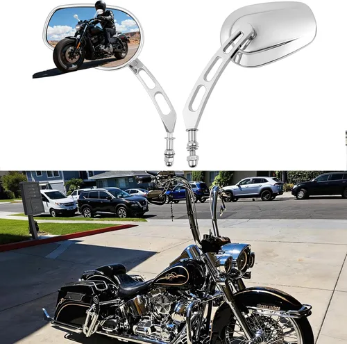 Miniatura 11 de Espejos de motocicleta para Road King, Sportster, Street Glide, Electra Glide, Dyna, Softail, Road Glide, 1982-2019 (Negro#2)