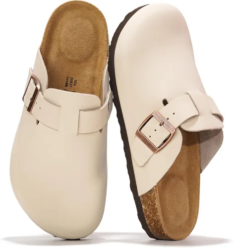 Miniatura 15 de Project Cloud Benton - Zuecos con plantilla de cuero genuino para mujer, pantuflas de espuma viscoelástica con soporte de arco, sandalias de moda