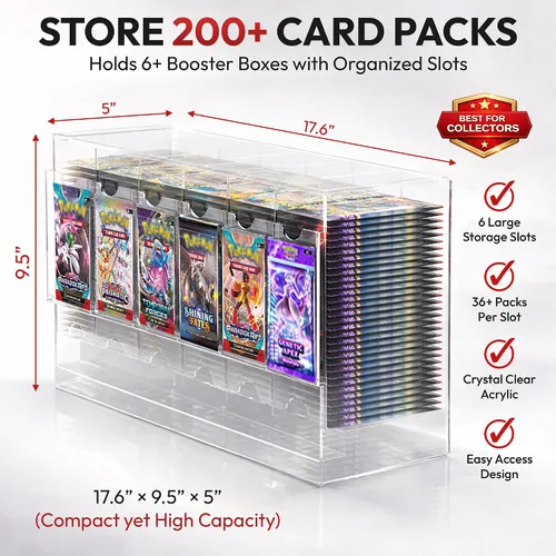 Miniatura 3 de Collector's First Pick Dispensador de 6 ranuras con base transparente – Se adapta a 240 paquetes de refuerzo de tarjetas coleccionables – Compatible