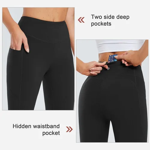 Miniatura 3 de BALEAF Women's Long Biker Yoga Compression Shorts High Waist Knee Length Spandex Workout Shorts with Pockets Soft