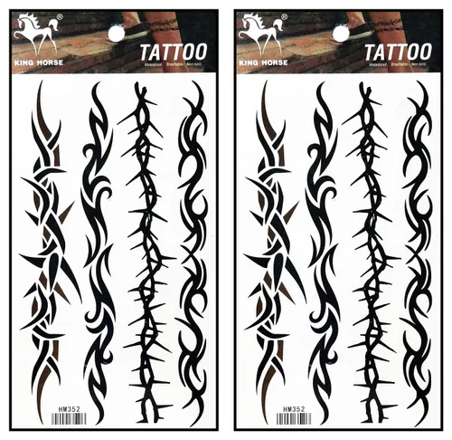 Tatuajes 2 hojas de alambre de púas enredadera enredadera temporal tatuajes adhesivos falsos cuerpo brazo pecho hombro tatuajes para adolescentes,