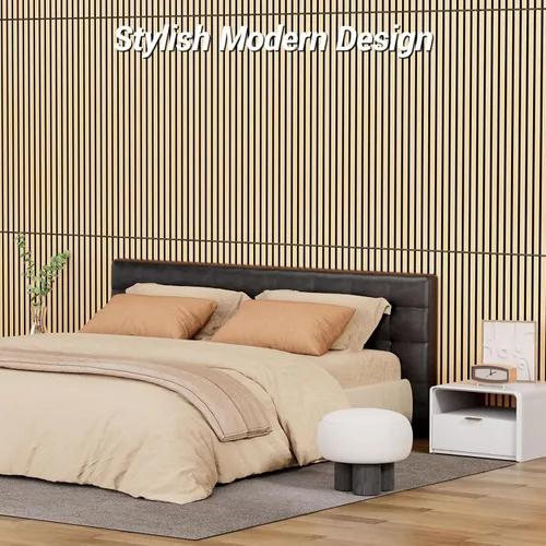 Miniatura 7 de TONOR Paquete de 4 paneles de pared de chapa de madera acústica, panel autoadhesivo 3D de 47.2 x 23.6 x 0.74 pulgadas, azulejos insonorizados